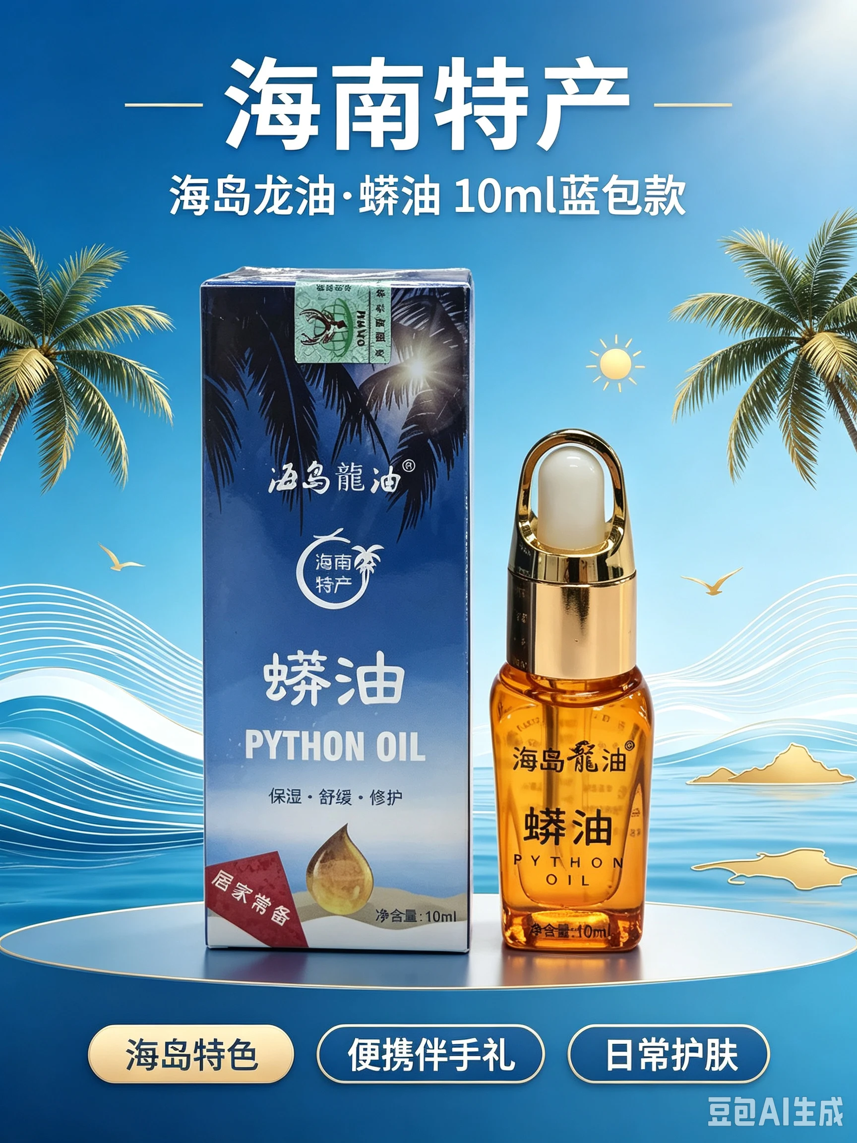 海岛龙油蟒油蓝包10ml - 蟒蛇产品 - 海南大蟒科技有限公司